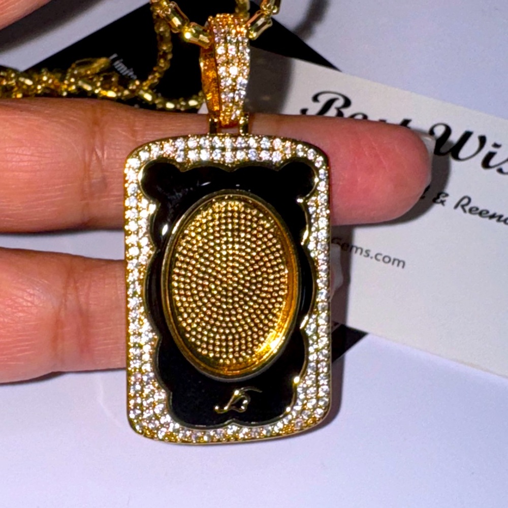 14K Gold Vermail Picture Memory Pendant| Custom Keepsake Jewelry | VVS Swarovski